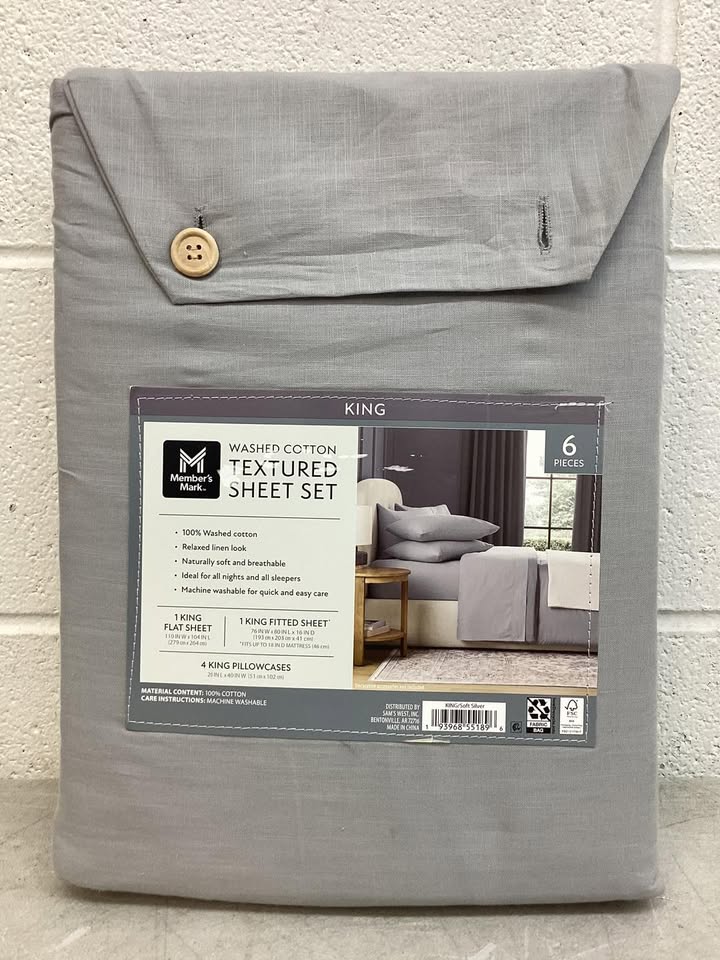 Member's Mark Washed Cotton Textured Sheet Set, Size King