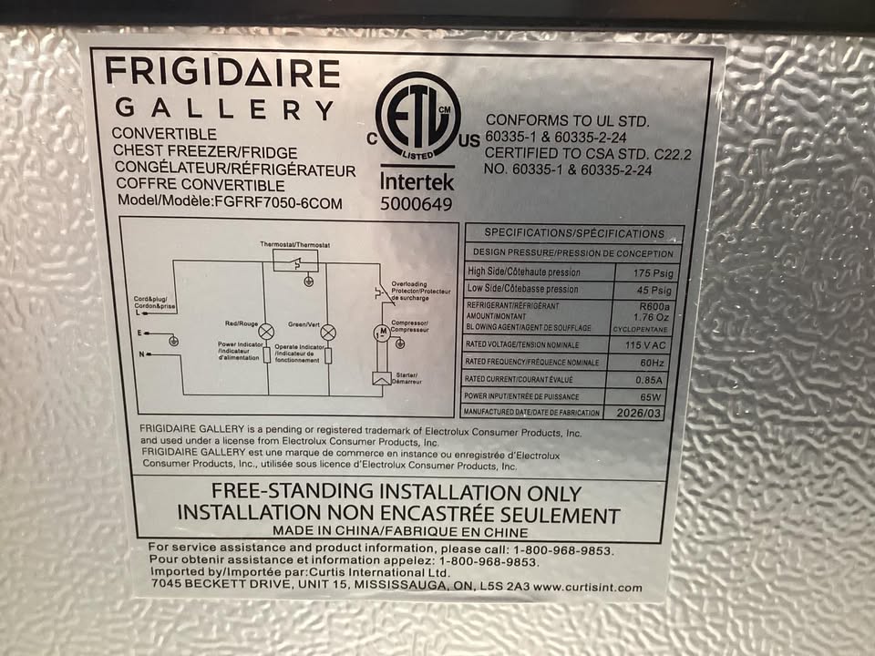 Frigidaire Gallery Garage Ready 7 cu. ft. Convertible Chest Freezer
