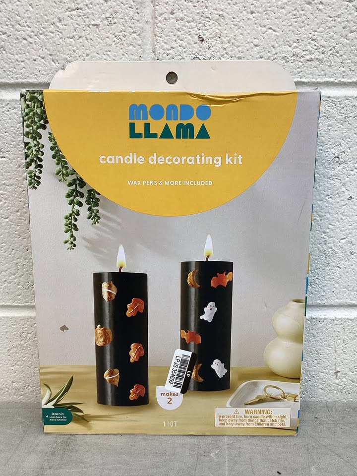 2ct Halloween Craft Pillar Candles Decorating Kit - Mondo Llama