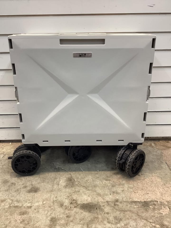 Costway Large Foldable Utility Cart with 2-Tier Storage Crates and Telescoping Handle