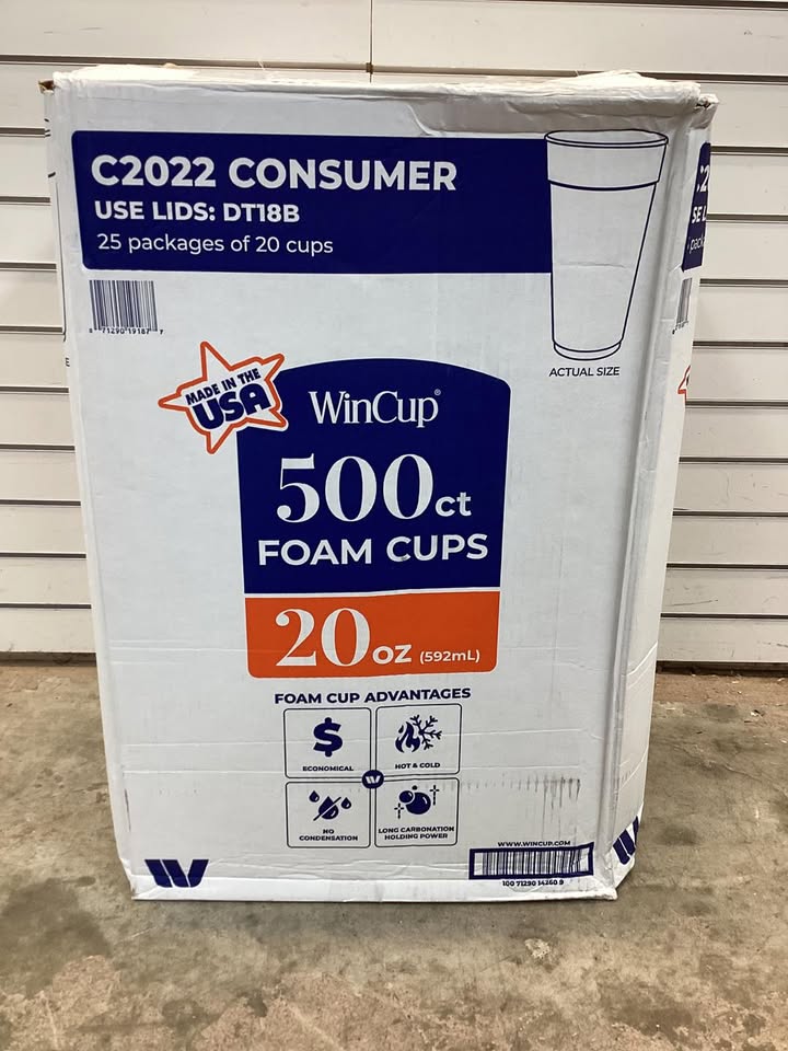 WinCup Foam Drink Cups 18 Series, White, 500ct