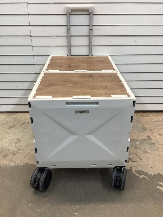 Costway Large Foldable Utility Cart with 2-Tier Storage Crates and Telescoping Handle