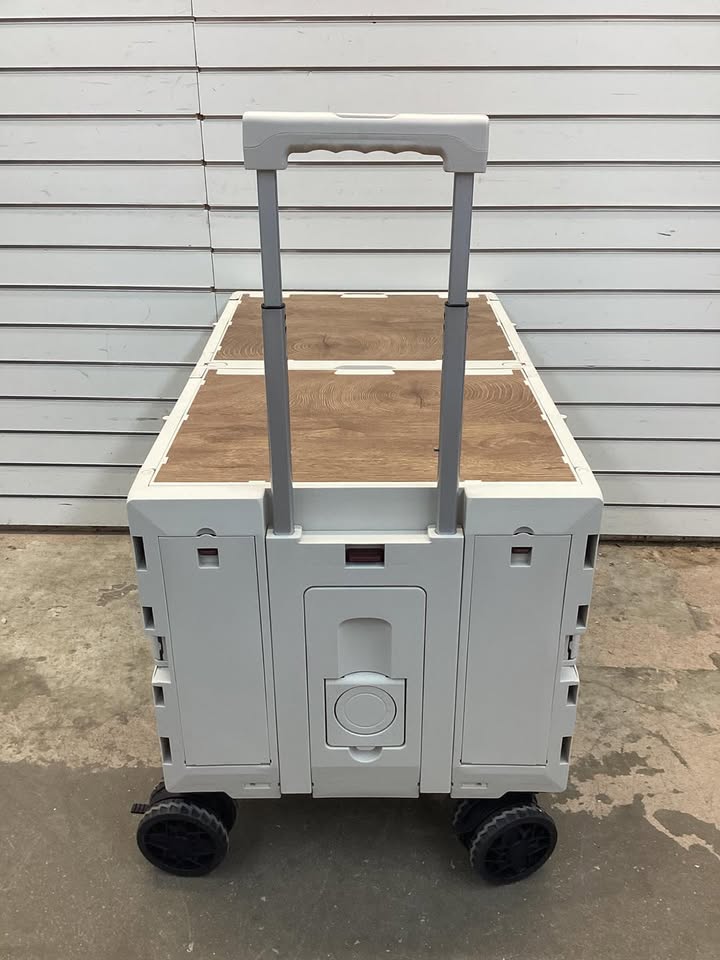 Costway Large Foldable Utility Cart with 2-Tier Storage Crates and Telescoping Handle