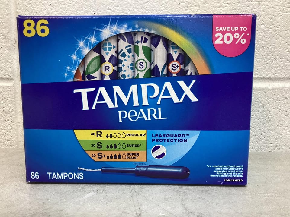 Tampax Pearl Tampons Trio Pack, Unscented, Regular, Super & Super Plus, 86 ct.