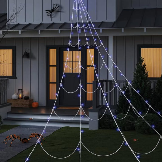 102ct 16'x10' LED Color Changing Spider Web Halloween Indoor Outdoor Miniature String Lights Purple/Orange - Hyde and EEK! Boutique
