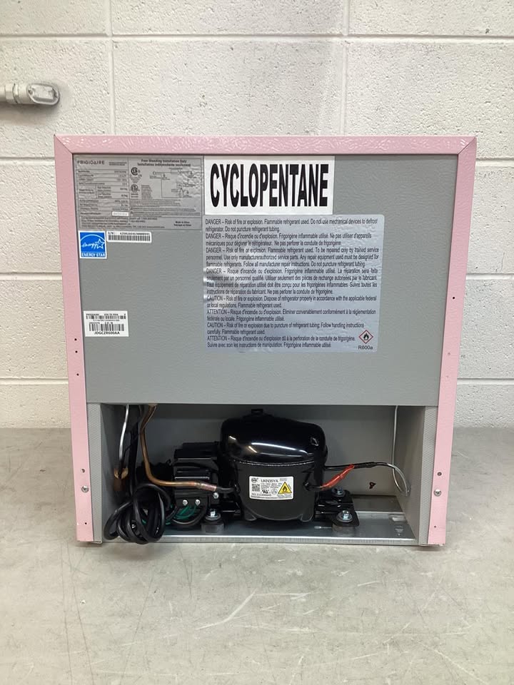 Frigidaire 1.6 cu ft Compact Retro Fridge with Freezer, Built-in Bottle Opener Pink