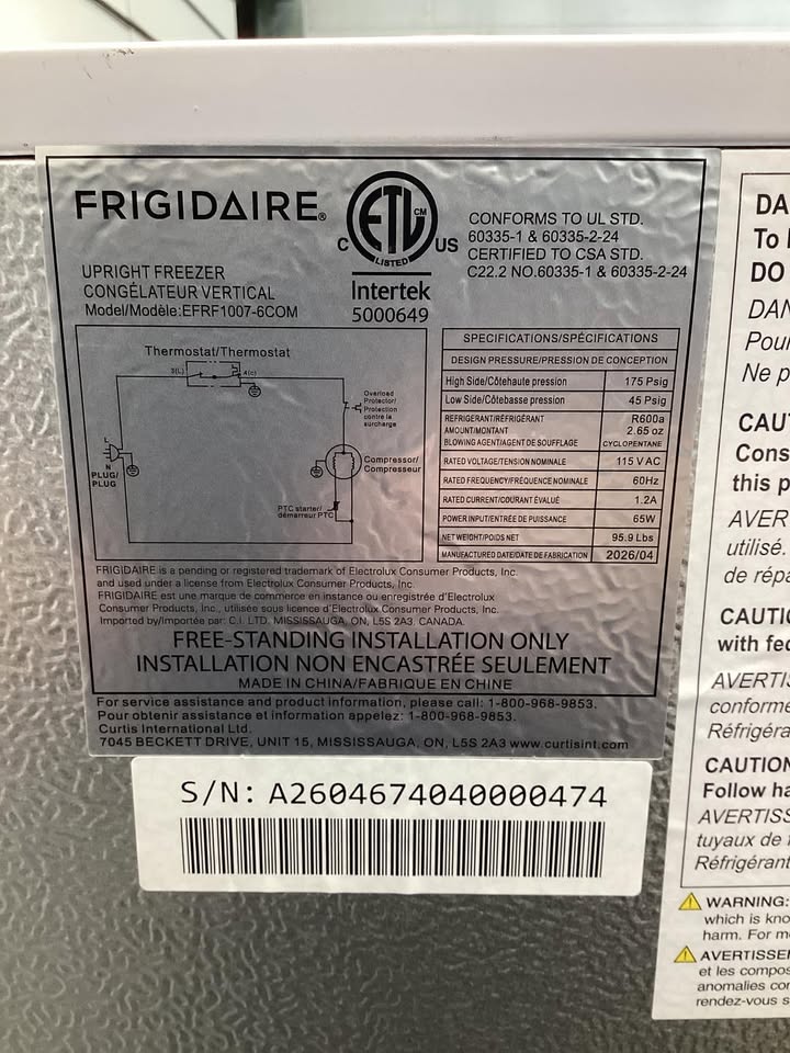 Frigidaire 10 cu. ft. Upright Freezer, Garage Ready in White
