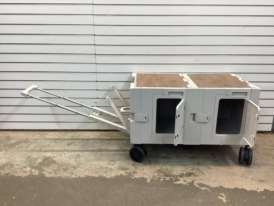 Costway Large Foldable Utility Cart with 2-Tier Storage Crates and Telescoping Handle