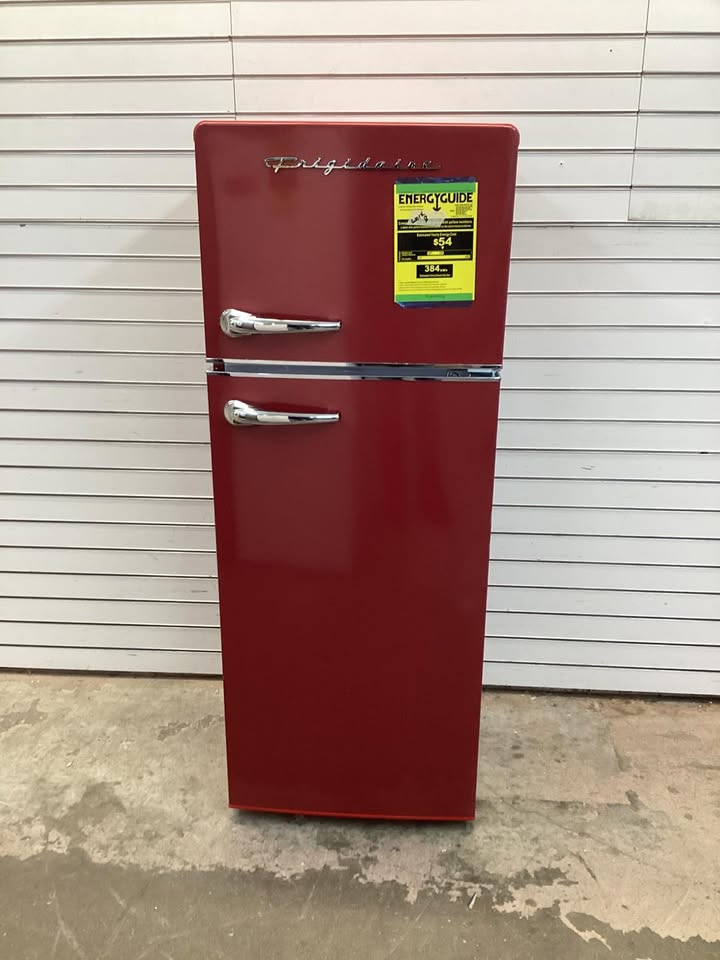 Frigidaire 7.2 cu. ft. Retro Top Freezer Refrigerator in Red with Chrome Handle and Trim