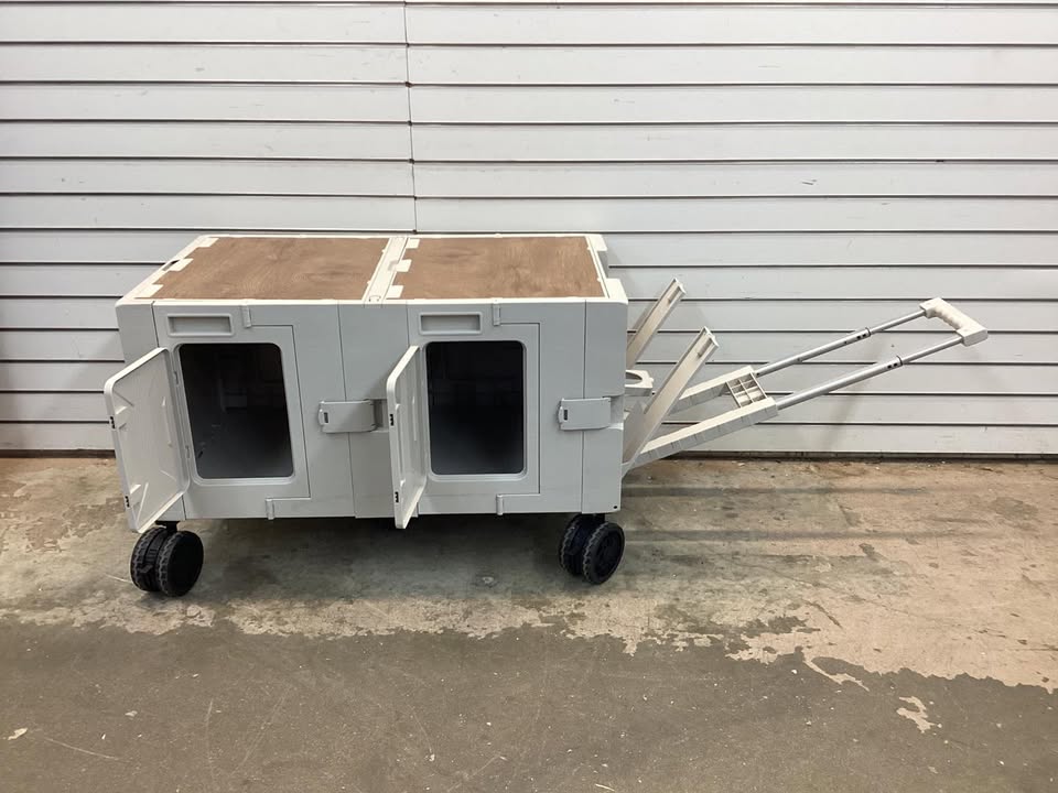 Costway Large Foldable Utility Cart with 2-Tier Storage Crates and Telescoping Handle