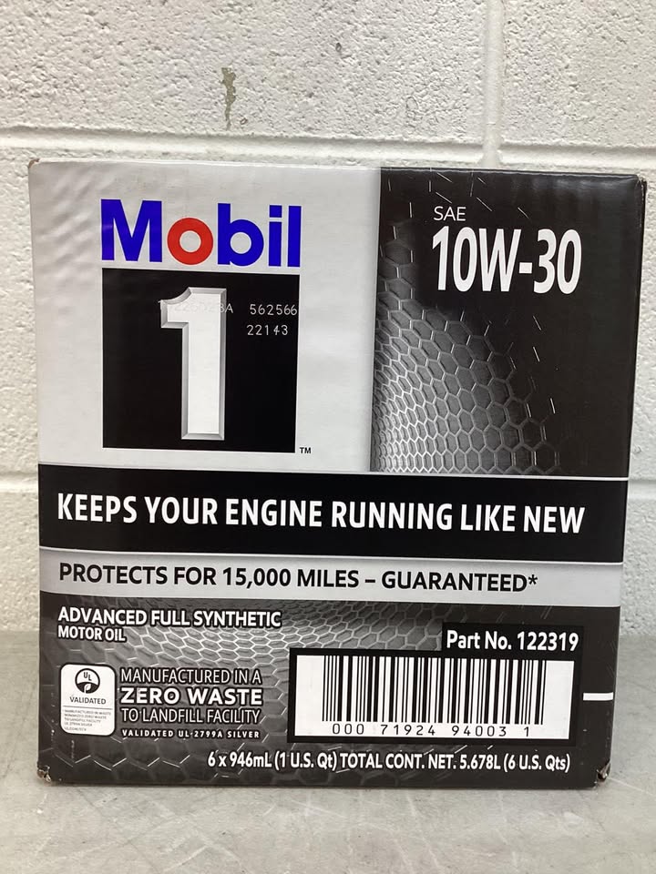 Mobil 1 10W-30 Motor Oil 6-pack, 1 quart bottles
