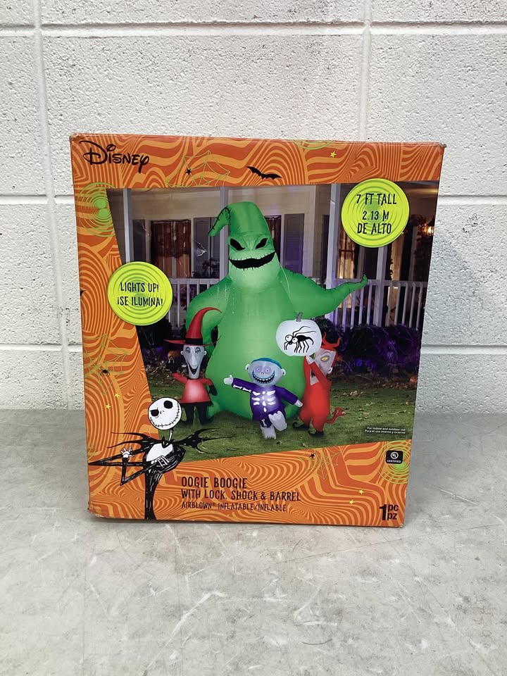 7 ft Oogie Boogie with Lock, Shock, and Barrel Halloween Inflatable