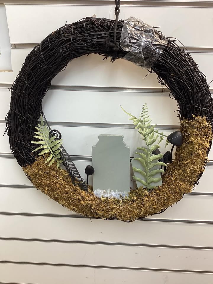 Hyde and EEK! Boutique 16" Twig Tombstone Halloween Scene Wreath