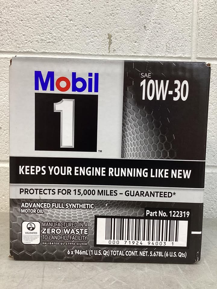 Mobil 1 10W-30 Motor Oil 6-pack, 1 quart bottles