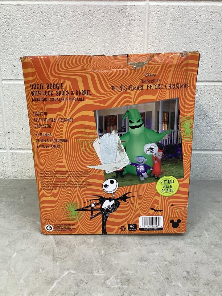 7 ft Oogie Boogie with Lock, Shock, and Barrel Halloween Inflatable
