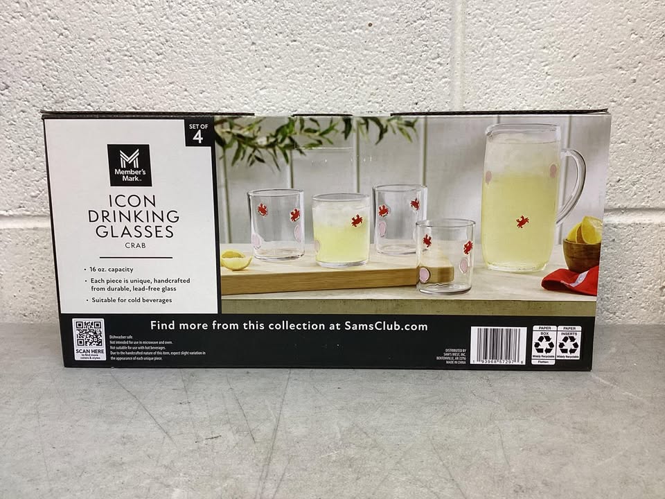 Member's Mark Icon Drinking Glasses, 4-Pack Crab