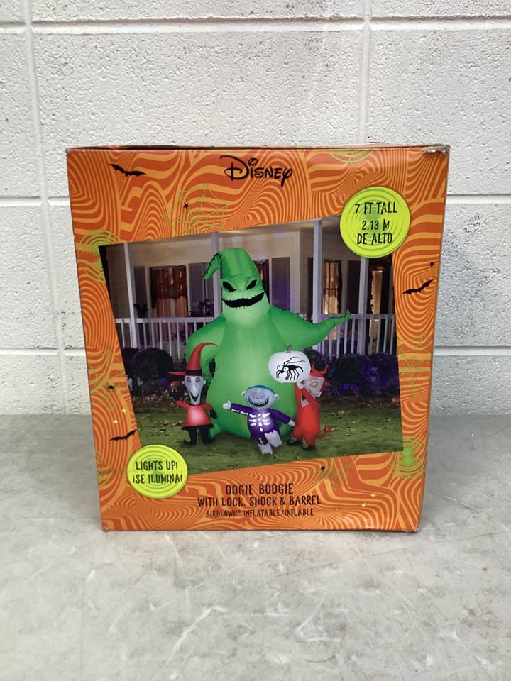 7 ft Oogie Boogie with Lock, Shock, and Barrel Halloween Inflatable