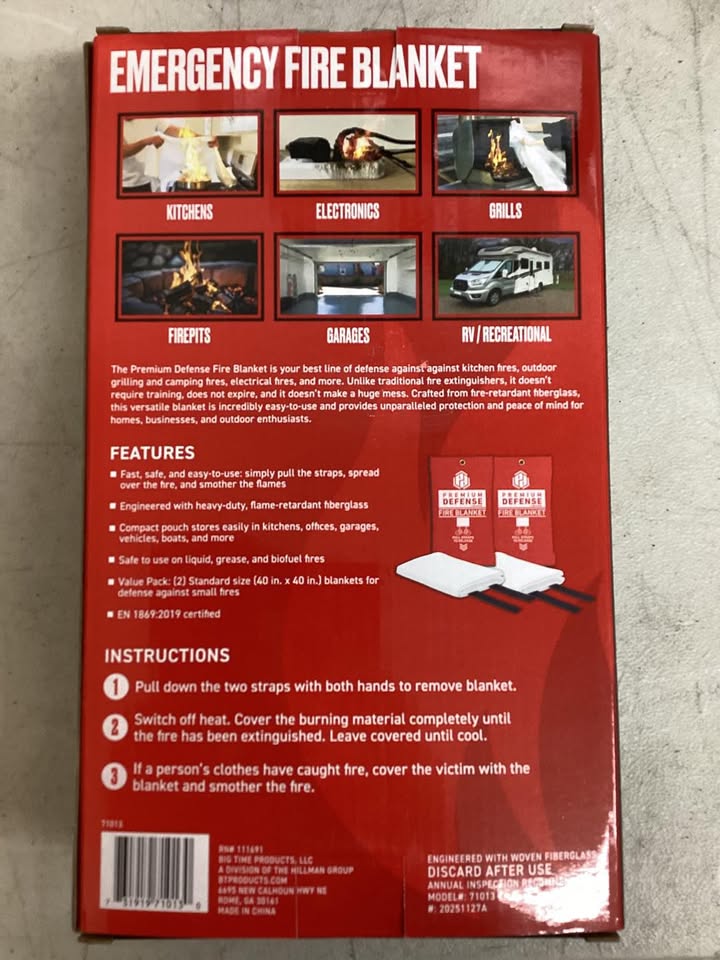 Premium Defense 40" x 40" Emergency Fiberglass Fire Blanket, 2 pk.