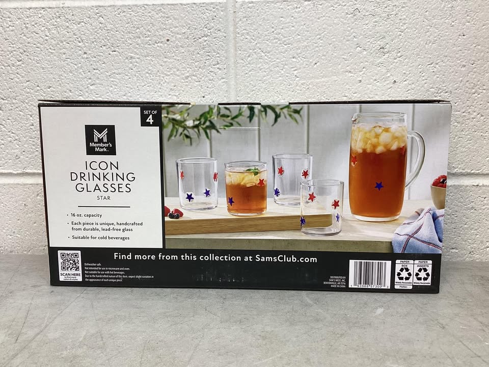 Member's Mark Icon Drinking Glasses, 4-Pack Star