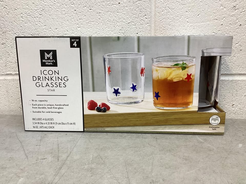 Member's Mark Icon Drinking Glasses, 4-Pack Star