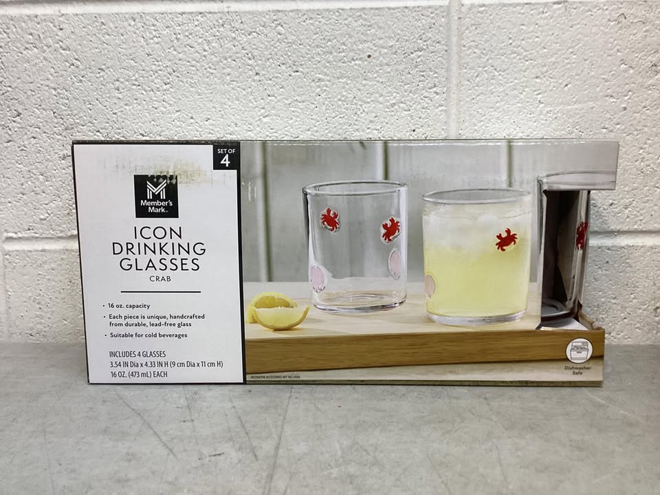 Member's Mark Icon Drinking Glasses, 4-Pack Crab