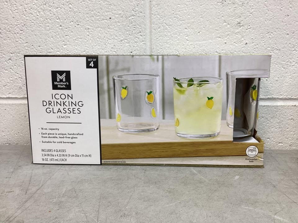 Member's Mark Icon Drinking Glasses, 4-Pack Lemon