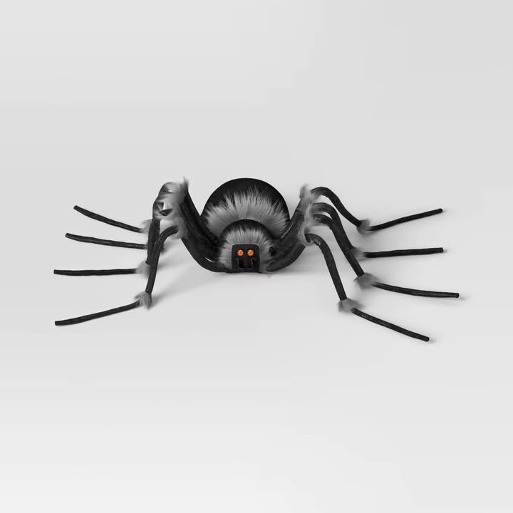 6' Plush Spider with Jewel Eyes XL Black Halloween Decorative Prop - Hyde and EEK! Boutique