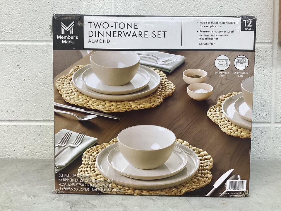 Brand Member's Mark 12-Pieces Stoneware Two-Tone Dinnerware Set