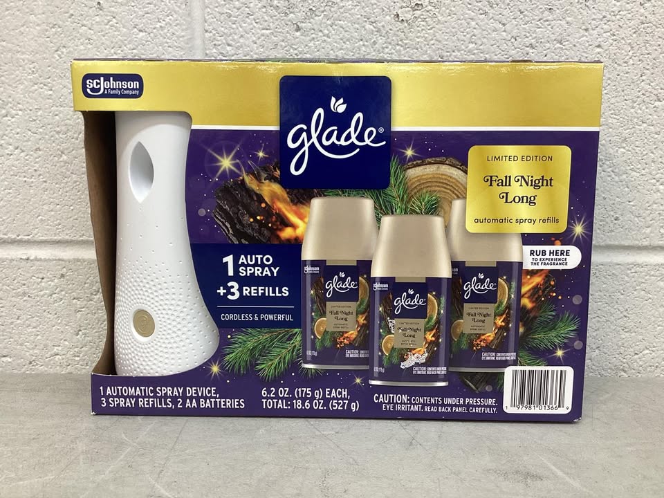 Glade Automatic Spray Refill, Air Freshener, Fall Night Long, 1 Device + 3 Refills, 6.2 oz. each