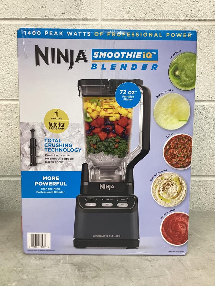 Band New Ninja SMOOTHIEiQ 1400PW Blender, 72-oz XL Pitcher, Auto-iQ Preset