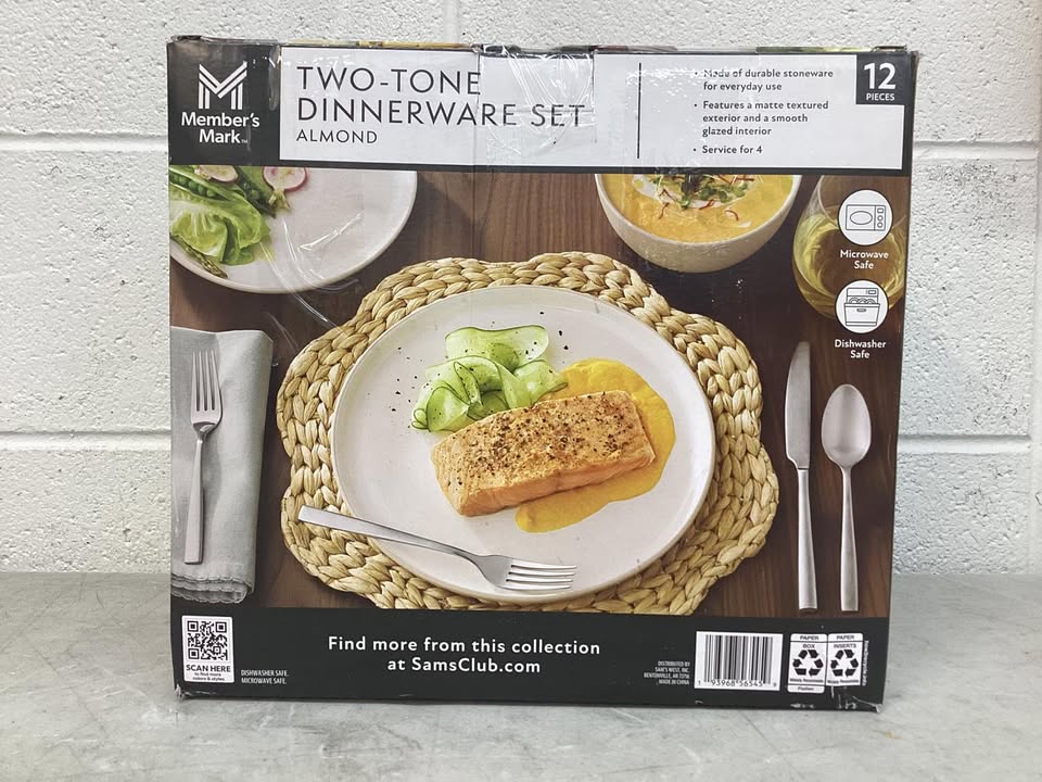 Brand Member's Mark 12-Pieces Stoneware Two-Tone Dinnerware Set