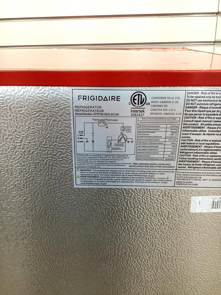 7.5 cu. ft. Mini Refrigerator with Top Freezer in Red and Chrome Handles