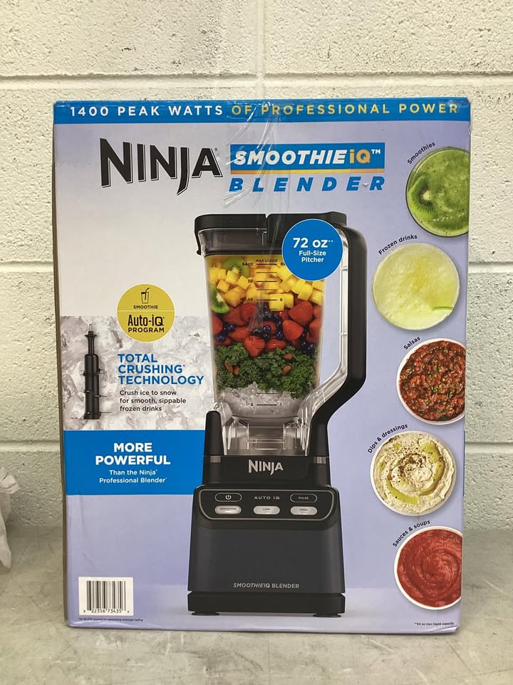 Band New Ninja SMOOTHIEiQ 1400PW Blender, 72-oz XL Pitcher, Auto-iQ Preset