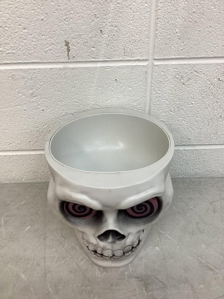 8" Light and Sound Candy Bowl Skull Halloween Decorative Prop White - Hyde and EEK! Boutique
