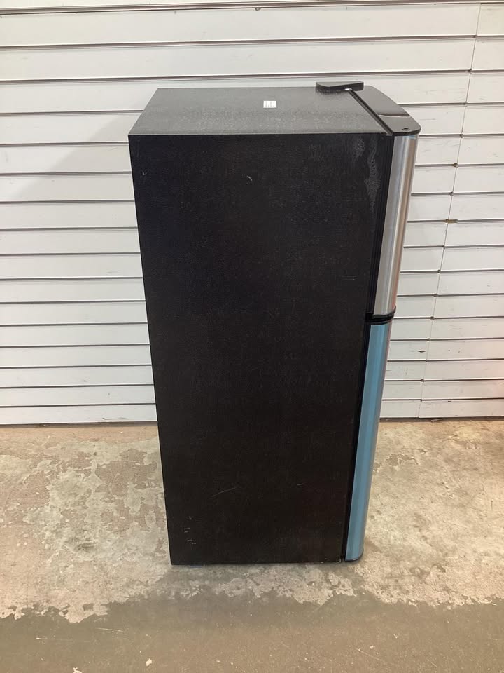 Frigidaire 4.5 cu. ft. 2 Door Mini Fridge in Chrome Trim and Platinum Design with Freezer and Manual Defrost