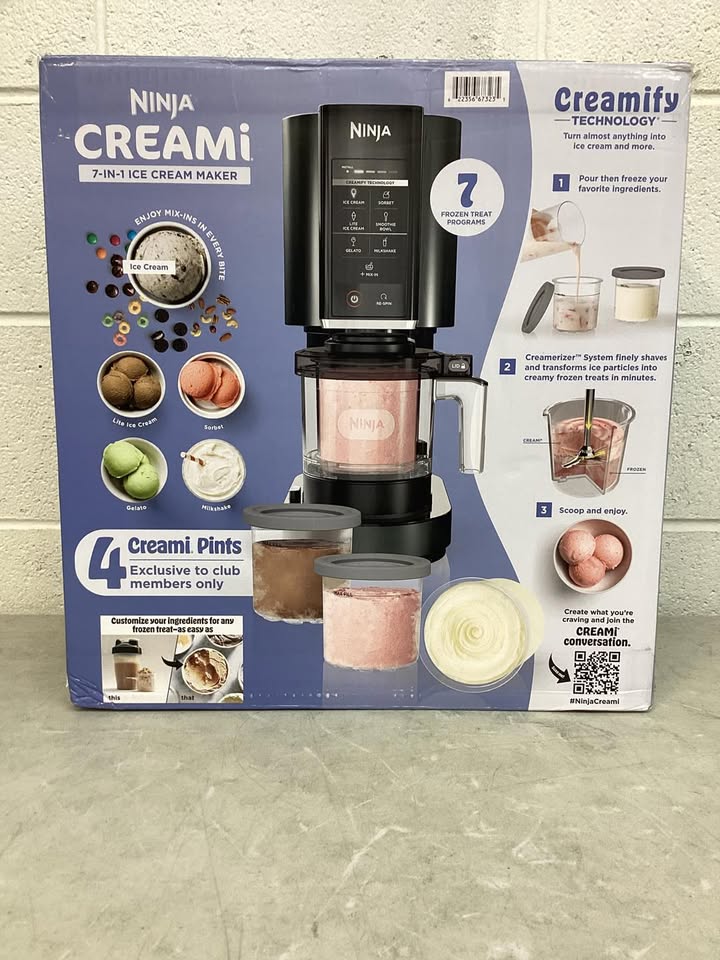 Ninja CREAMi 7-in-1 Ice Cream & Sorbet Maker with 3 Additional Pints