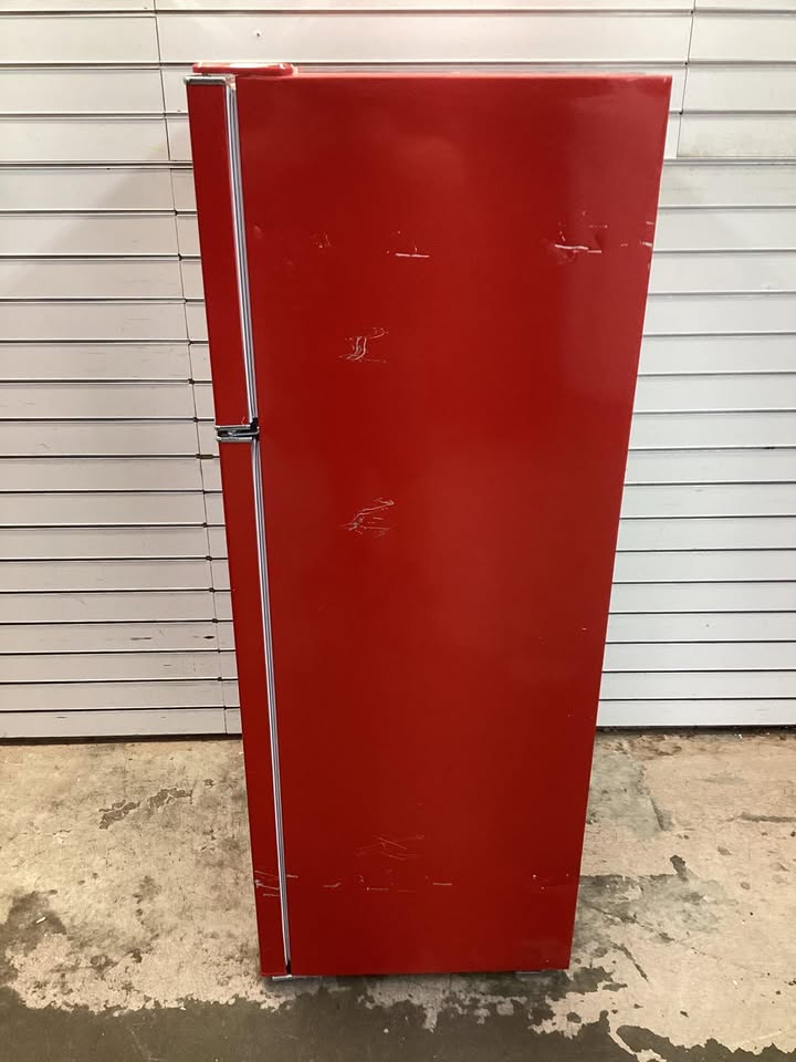 7.5 cu. ft. Mini Refrigerator with Top Freezer in Red and Chrome Handles