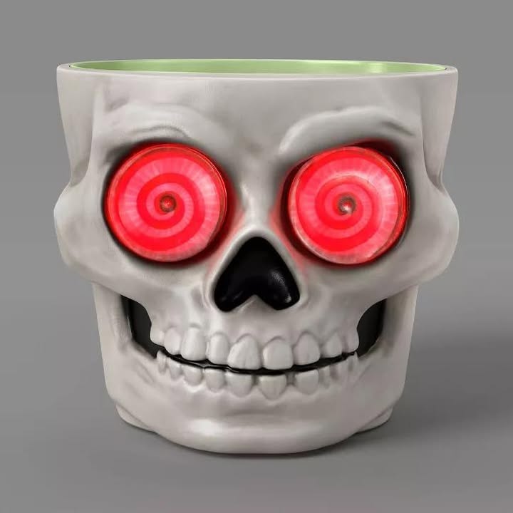8" Light and Sound Candy Bowl Skull Halloween Decorative Prop White - Hyde and EEK! Boutique