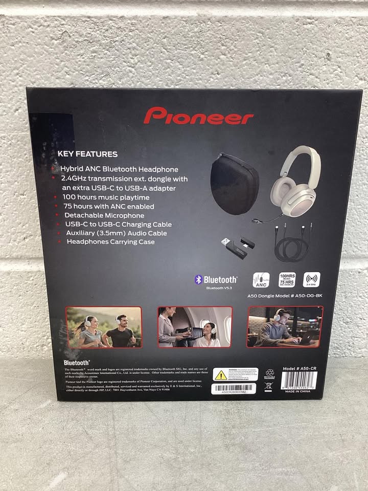 Pioneer A50 Dual Mode Wireless Headphones with Hybrid Active Noise Cancellation