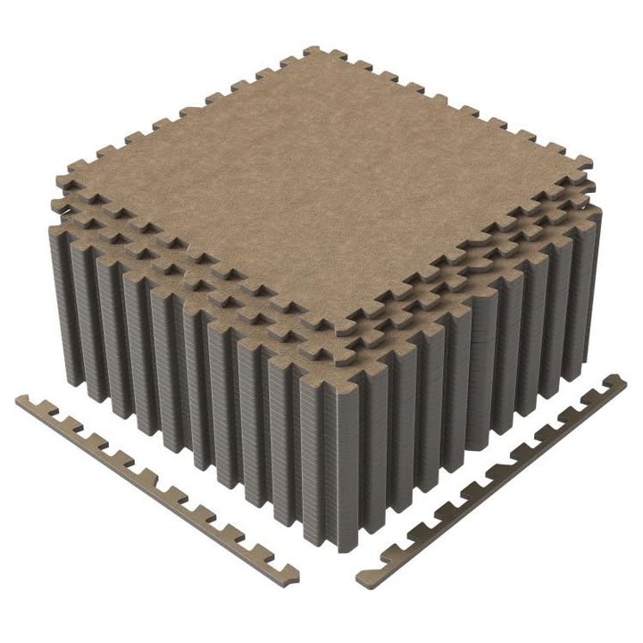 25 Pack-100 Sq.Ft. Foam Floor Tiles Interlocking Carpet Tiles with Edge Borders