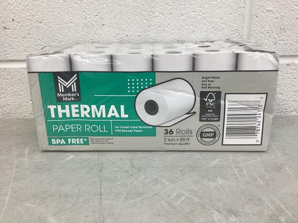 Member's Mark Thermal Receipt Paper Rolls, 2 1/4" X 85', 36 Rolls