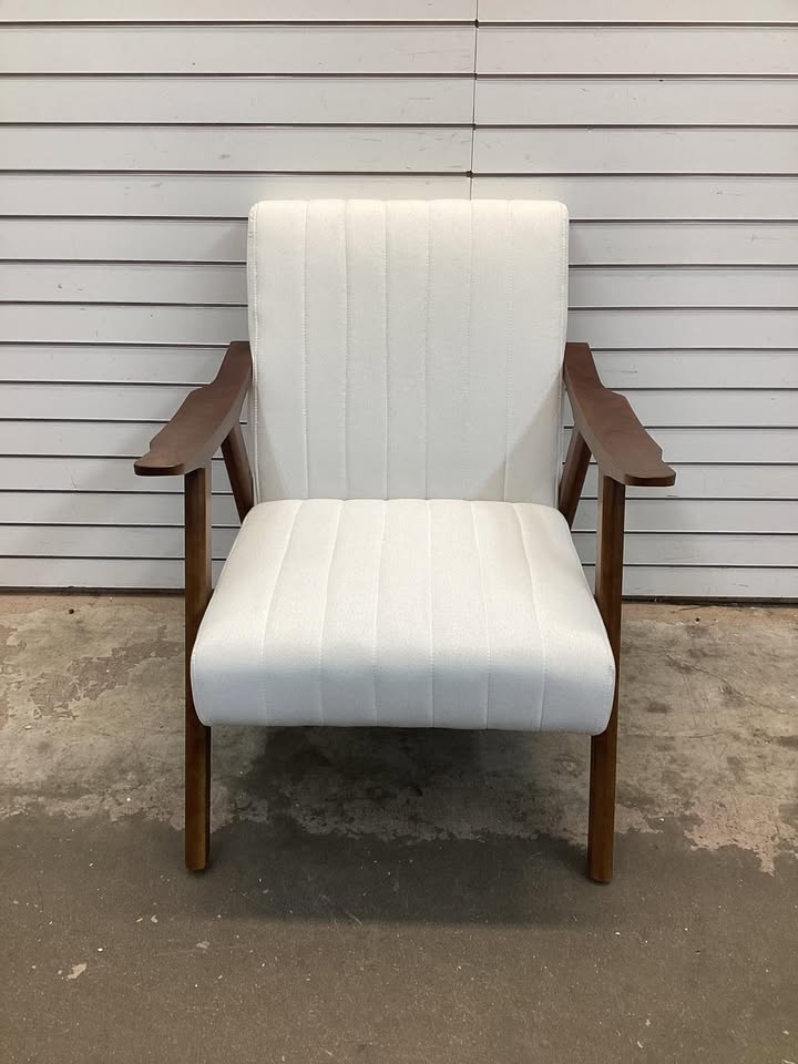 Costway Modern Accent Chair Leathaire Leisure Armchair w/ Rubber Wood Frame & Felt Pads Beige