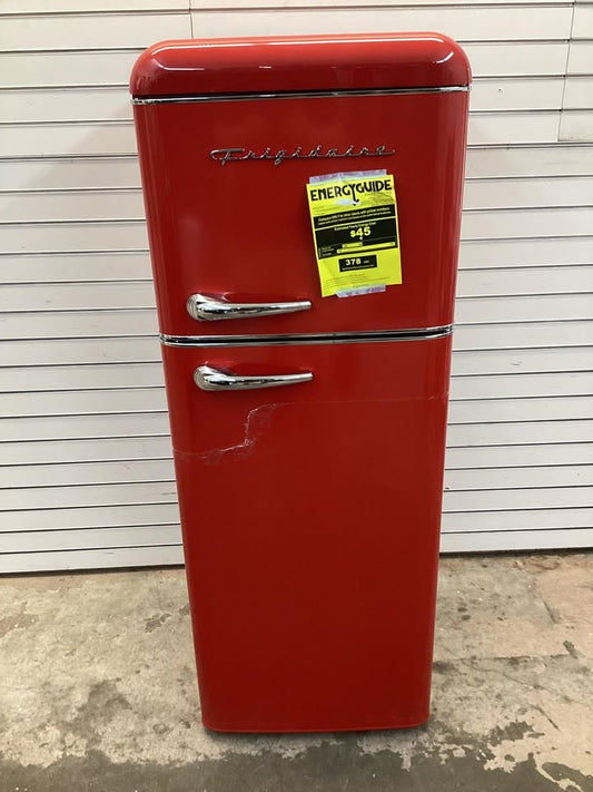 Frigidaire 7.5 cu. ft. Retro Mini Fridge in Red with Rounded Corners and Top Freezer
