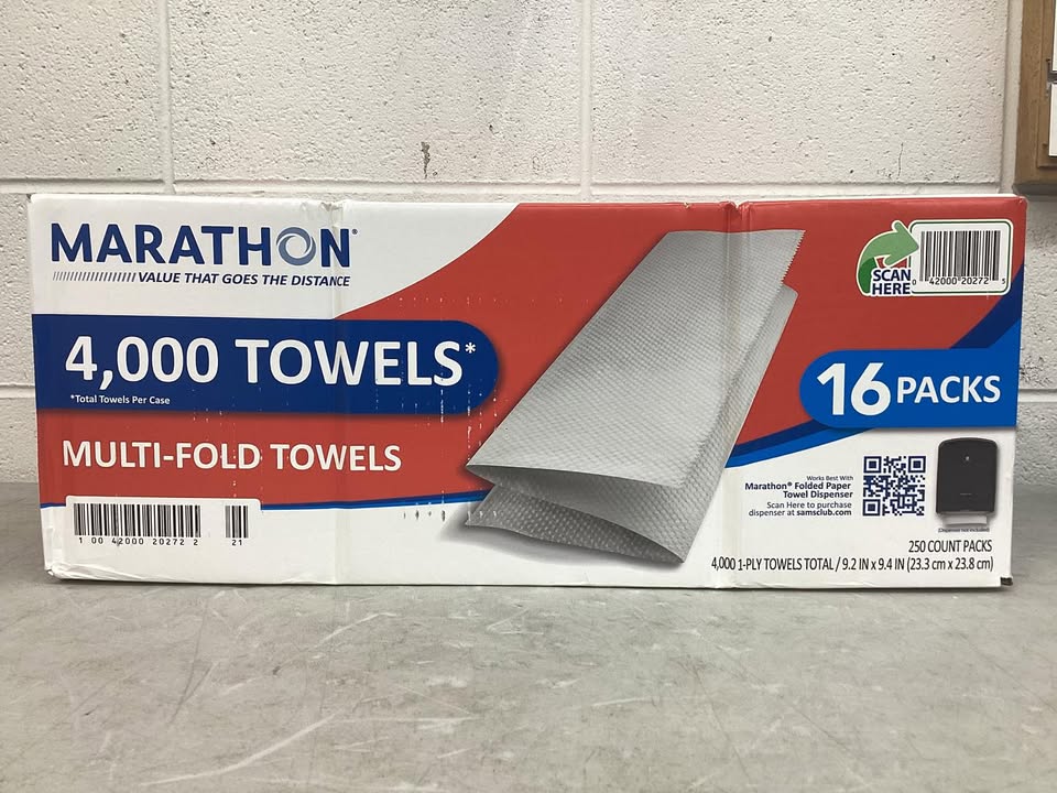 Marathon Multifold 1-Ply White Paper Towels 16 pks., 250 towels/pk