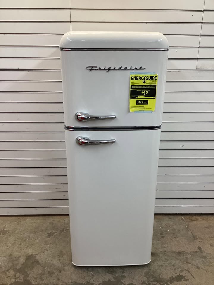Frigidaire 7.5 cu. ft. Mini Fridge in Cream with Rounded Corners and Top Freezer