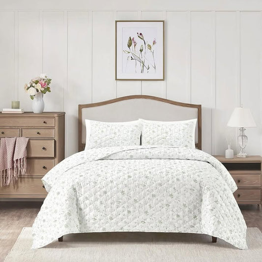 Laura Ashley 3-Piece Reversible Soft Quilt Set, Full/Queen Size