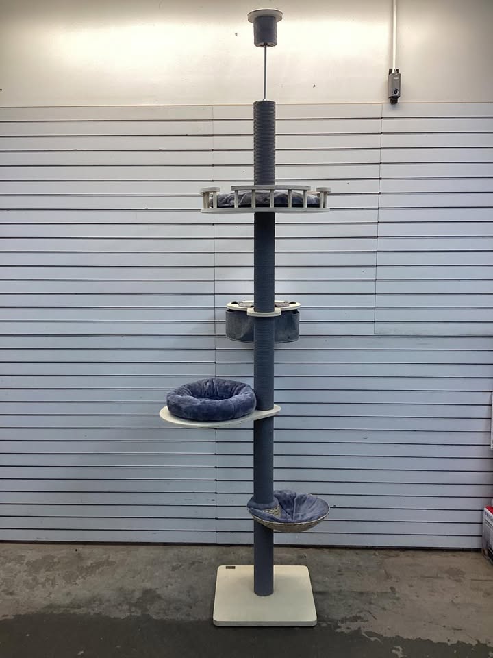 5-Tier Floor to Ceiling Cat Tree w/ 93''-107'' Adjustable Height Cozy Hammock & Bed