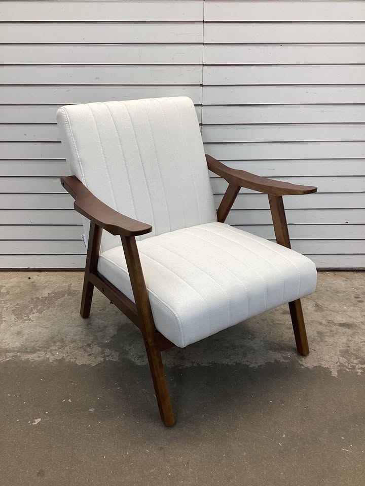 Costway Modern Accent Chair Leathaire Leisure Armchair w/ Rubber Wood Frame & Felt Pads Beige