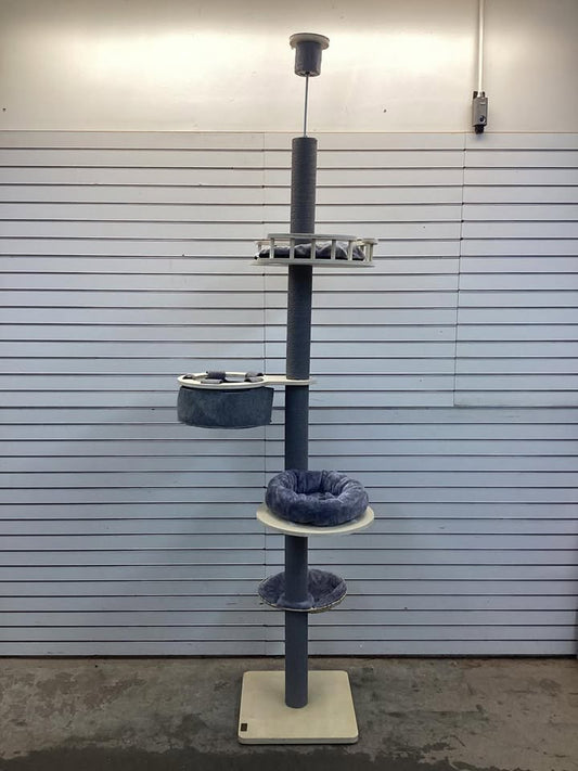5-Tier Floor to Ceiling Cat Tree w/ 93''-107'' Adjustable Height Cozy Hammock & Bed