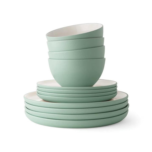 Member's Mark 12-Pieces Stoneware Two-Tone Dinnerware Set